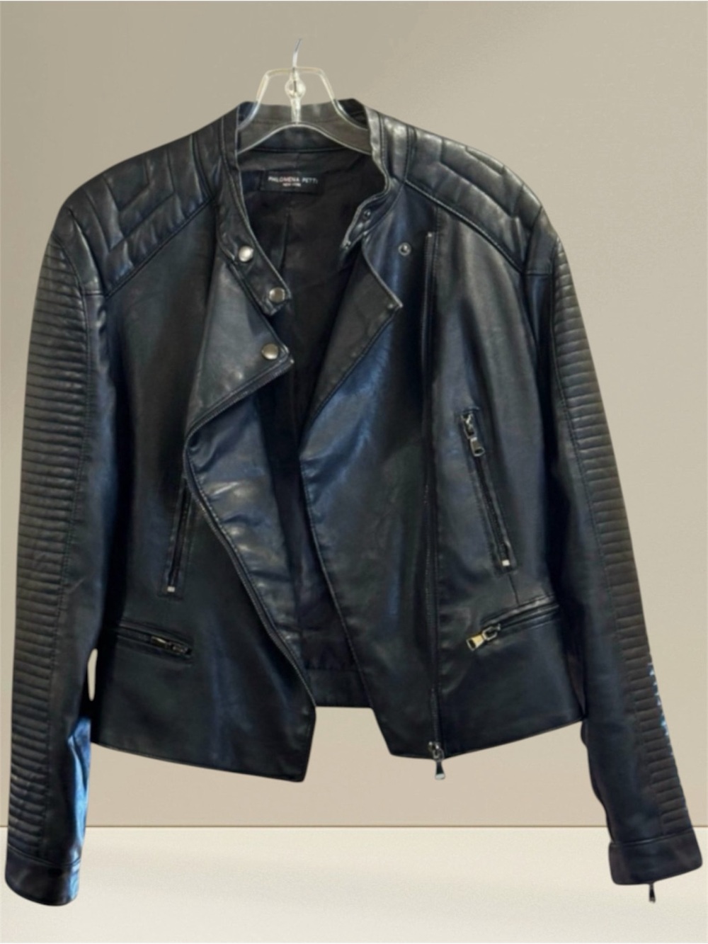 Philomena Petti  Women’s Faux Leather Moto Jacket Size Large